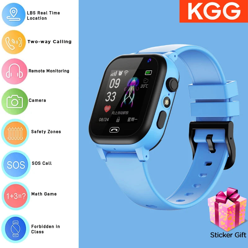  Kids Smart Watch 4G Sim Card 2G Internet SOS LBS Location Call Child Smartwatch Camera Waterproof Watch Phone for Boys Girls