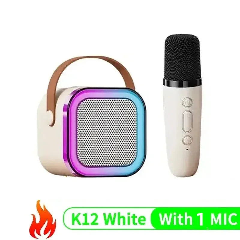 Bluetooth K12 Karaoke Machine Portable 5.3 PA Speaker System with 1-2 Wireless Microphones Home Family Singing Children'S Gifts