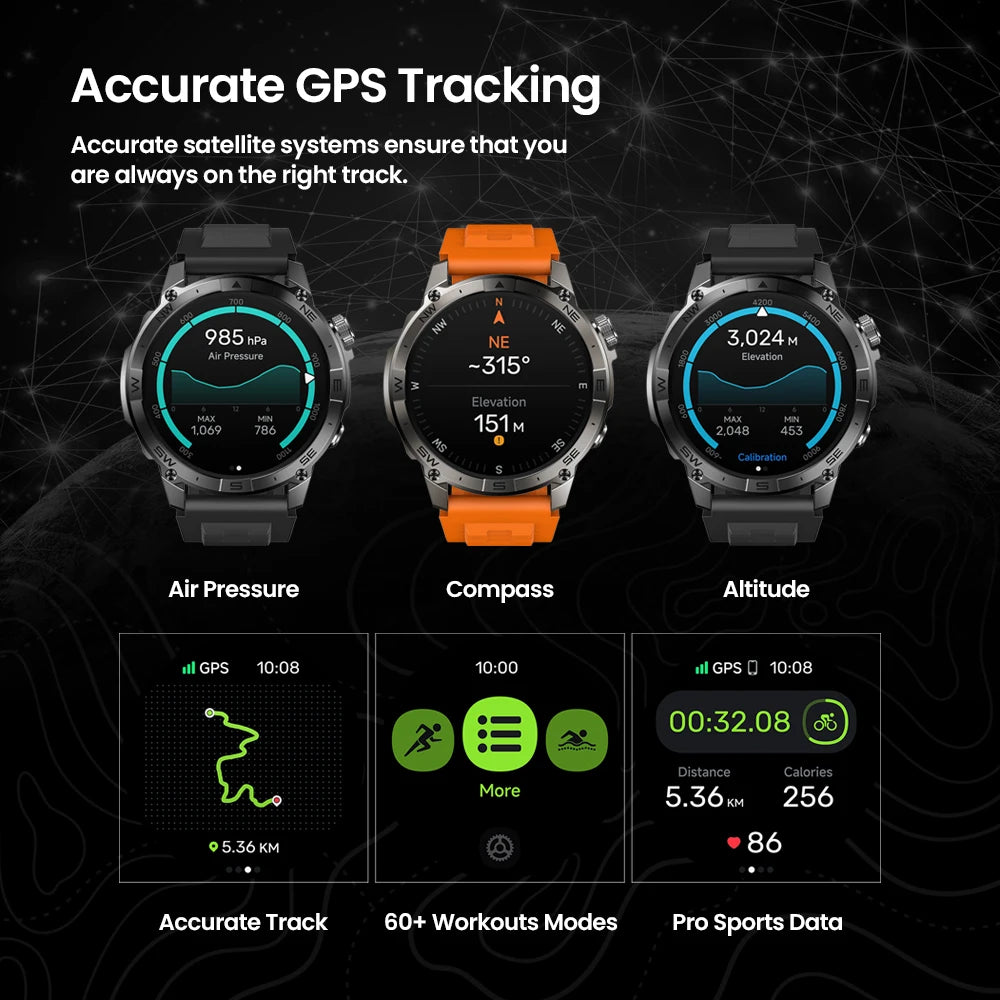 New Zeblaze Stratos 2 plus GPS Smart Watch Men 1.43'' AMOLED Display Compass Barometric Altimeter Fitness Tracking Smartwatch