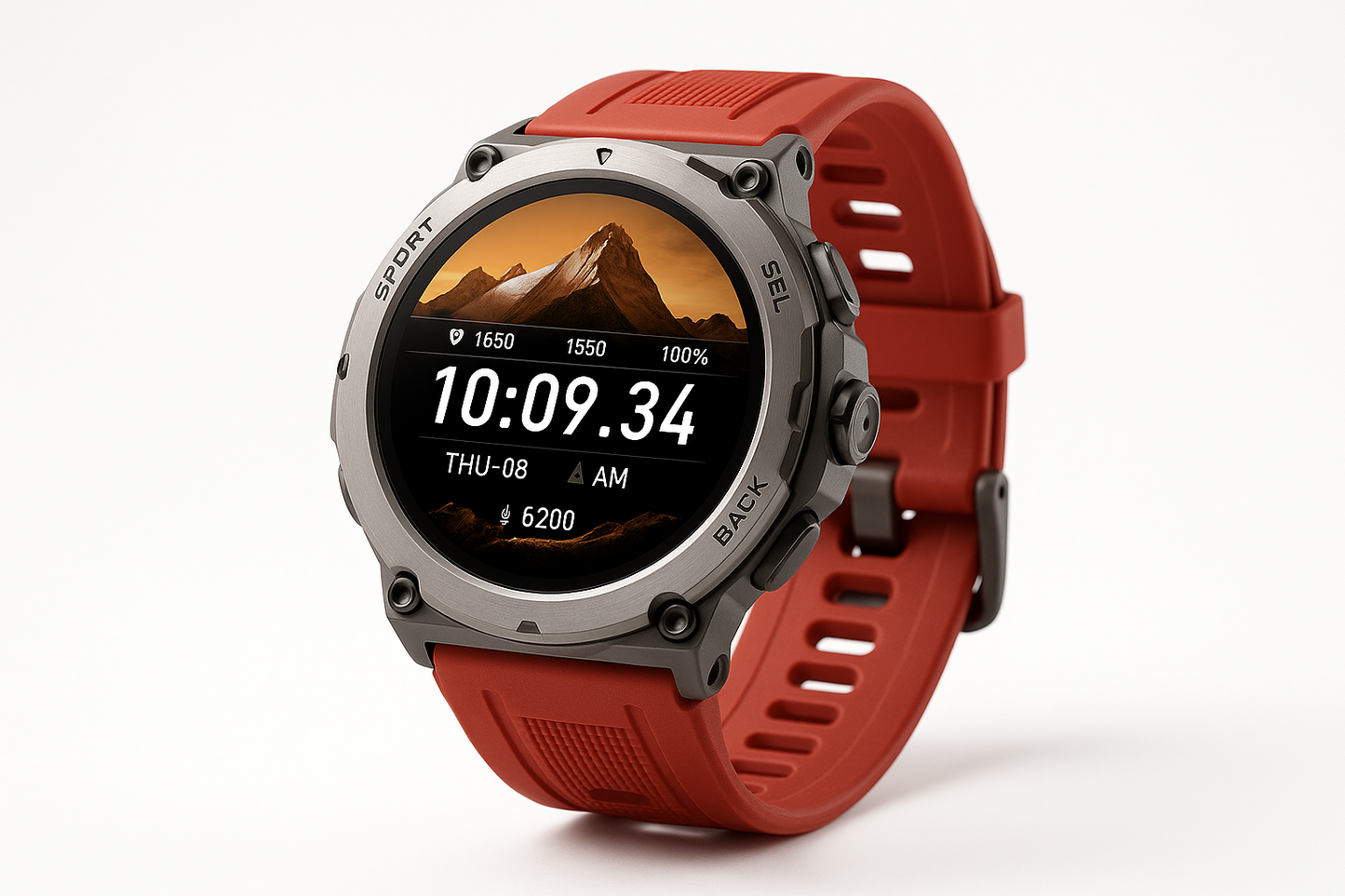 Red Barometric Altimeter Smartwatch
