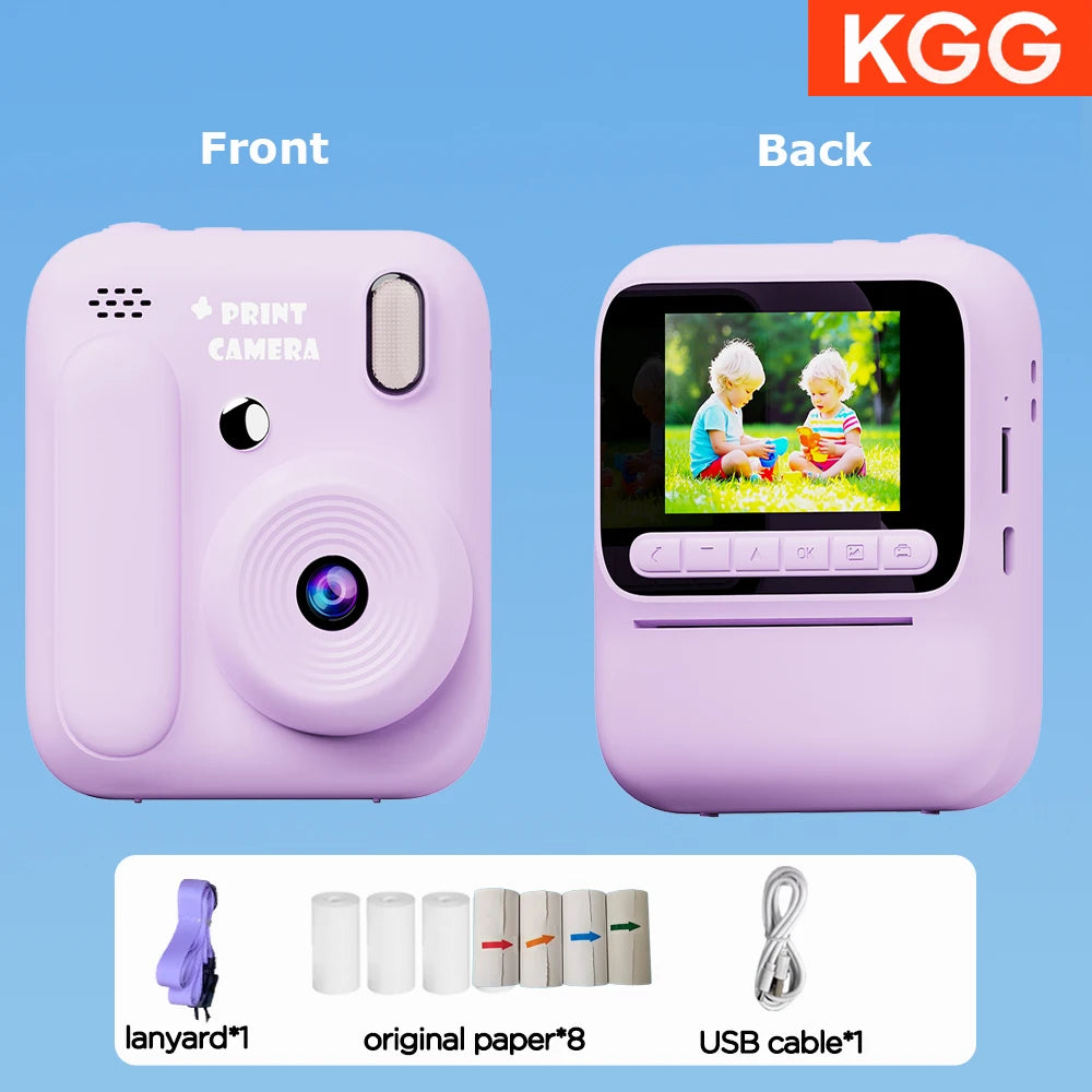 Color Printing Camera Kids Instant Camera 32GB 1080P Thermal Print Digital Camera Print Photo Video Games Music Children Gift