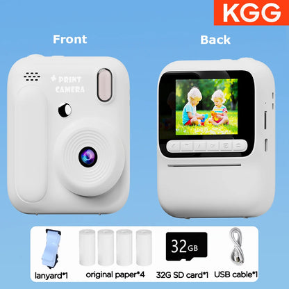 Color Printing Camera Kids Instant Camera 32GB 1080P Thermal Print Digital Camera Print Photo Video Games Music Children Gift
