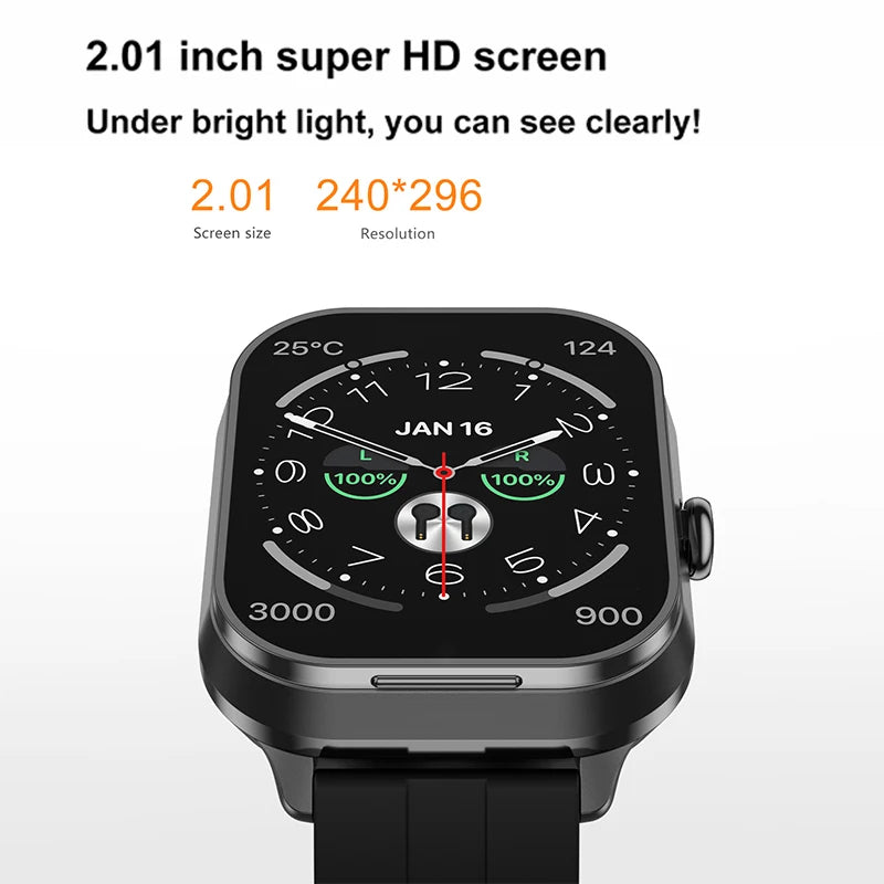 New Men'S 2-In-1 Smart Watch TWS Bluetooth Earphones NFC Health Monitoring Bluetooth Dialing Call Waterproof Fitness Smartwatch