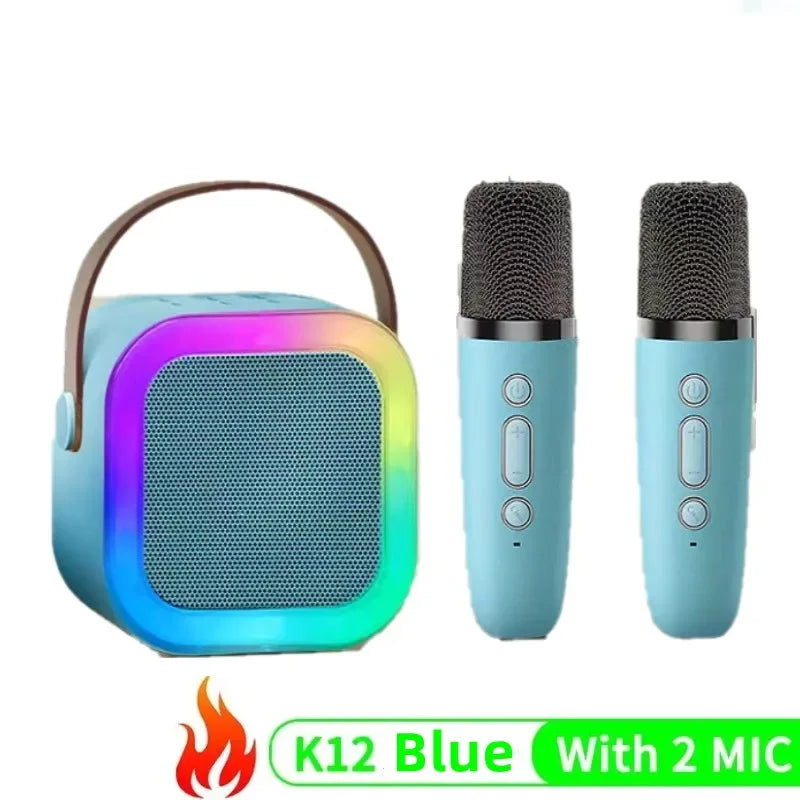 Bluetooth K12 Karaoke Machine Portable 5.3 PA Speaker System with 1-2 Wireless Microphones Home Family Singing Children'S Gifts