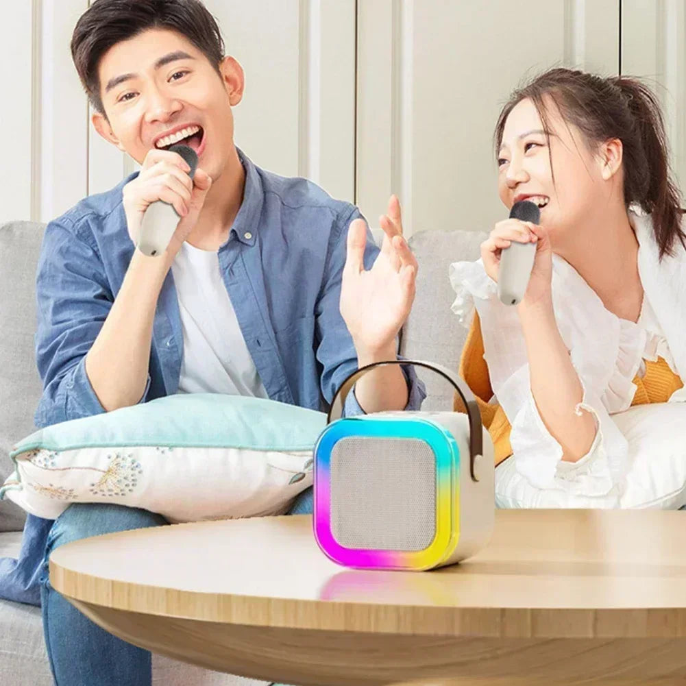 Bluetooth K12 Karaoke Machine Portable 5.3 PA Speaker System with 1-2 Wireless Microphones Home Family Singing Children'S Gifts