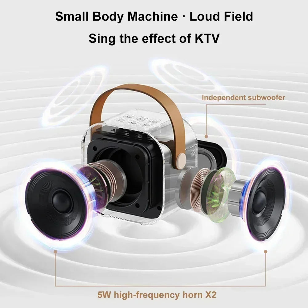 Bluetooth K12 Karaoke Machine Portable 5.3 PA Speaker System with 1-2 Wireless Microphones Home Family Singing Children'S Gifts