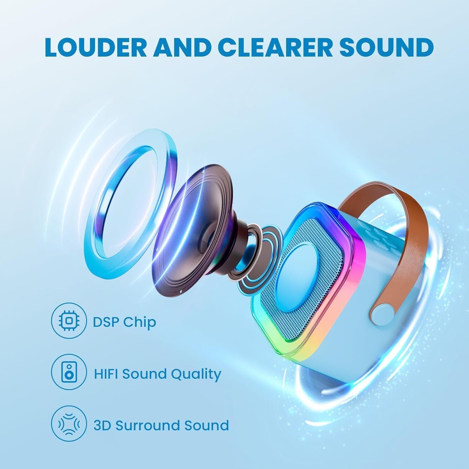 Mini Karaoke Machine Kids with 2 Microphone Portable Bluetooth Speaker LED New A