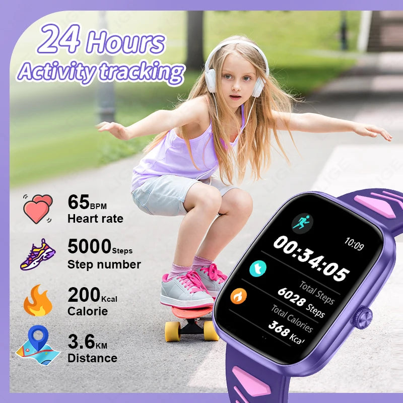 2024 Kids Smart Watch Child HD Touch Screen Games Smartwatch Music Watch Boy Girl Gift Children Smartwatch for IOS Android