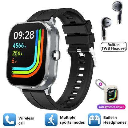 New Men'S 2-In-1 Smart Watch TWS Bluetooth Earphones NFC Health Monitoring Bluetooth Dialing Call Waterproof Fitness Smartwatch