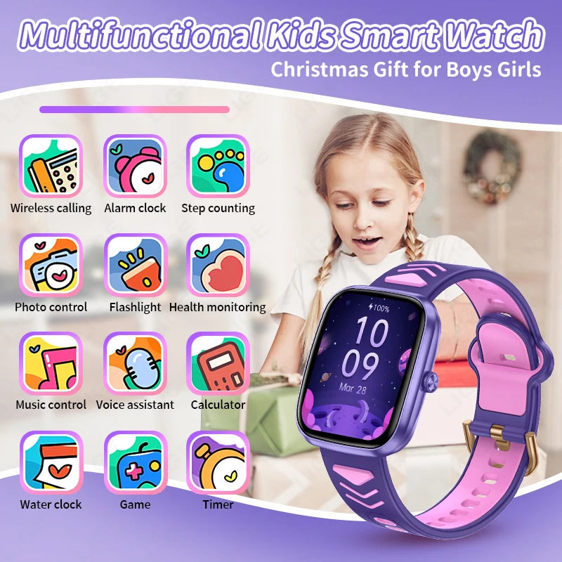 2024 Kids Smart Watch Child HD Touch Screen Games Smartwatch Music Watch Boy Girl Gift Children Smartwatch for IOS Android