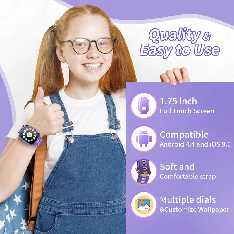 2024 Kids Smart Watch Child HD Touch Screen Games Smartwatch Music Watch Boy Girl Gift Children Smartwatch for IOS Android