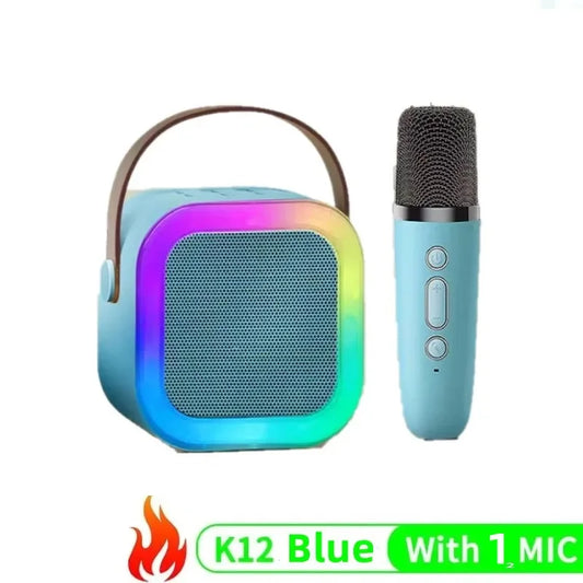 Bluetooth K12 Karaoke Machine Portable 5.3 PA Speaker System with 1-2 Wireless Microphones Home Family Singing Children'S Gifts