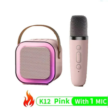 Bluetooth K12 Karaoke Machine Portable 5.3 PA Speaker System with 1-2 Wireless Microphones Home Family Singing Children'S Gifts