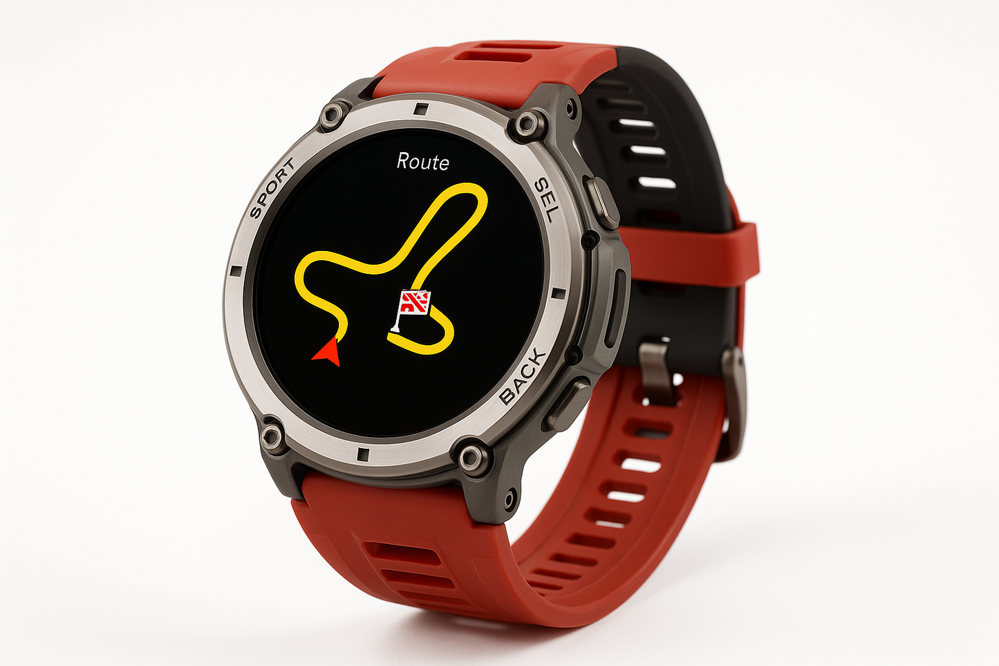 Red Black Silicone Barometric Altimeter Smartwatch